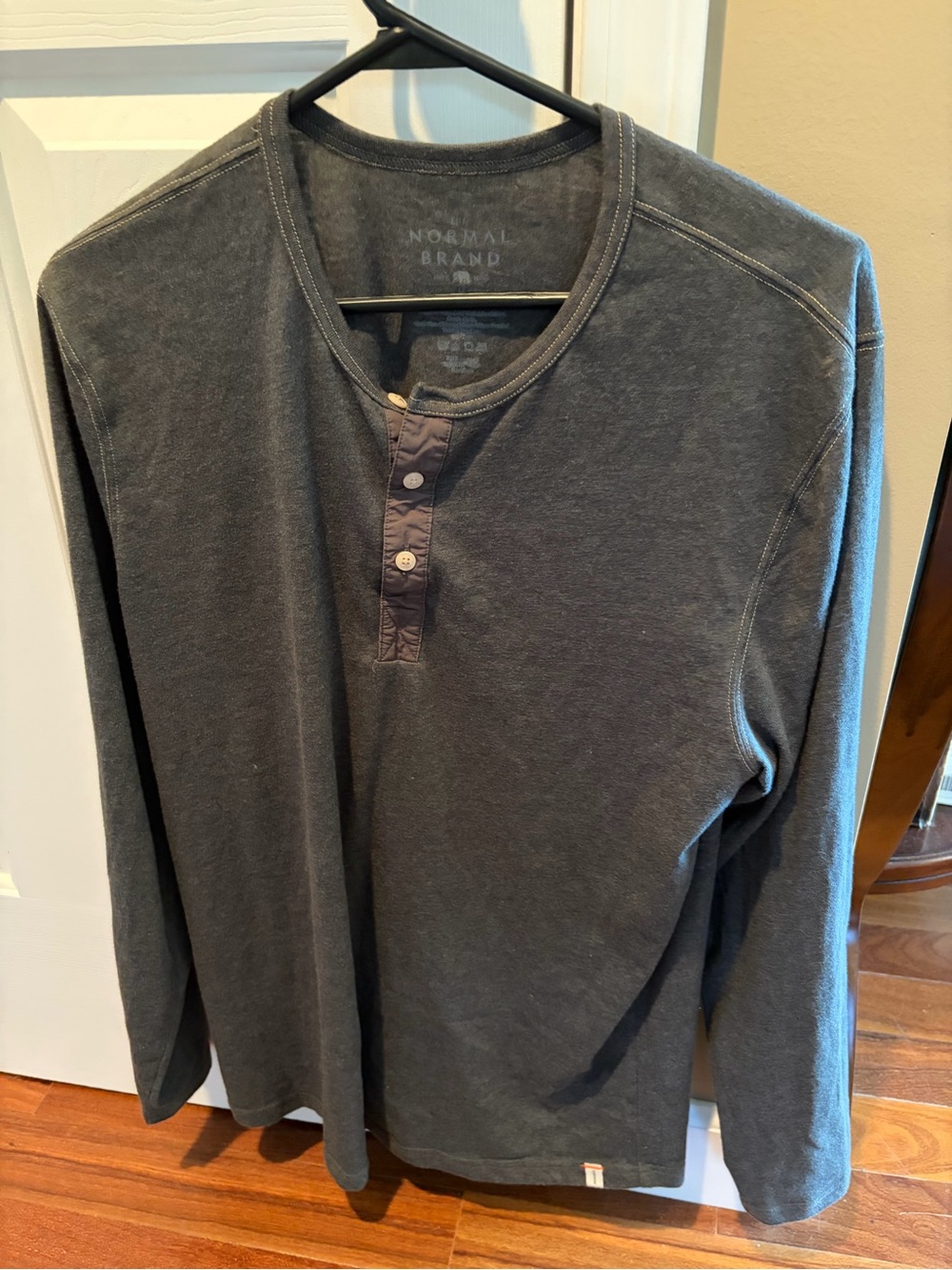 The Normal Brand Men’s Charcoal Long-Sleeve Henley Shirt